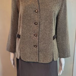 VINTAGE BROWN TWEED UNLINED JACKET, SZ 12P
